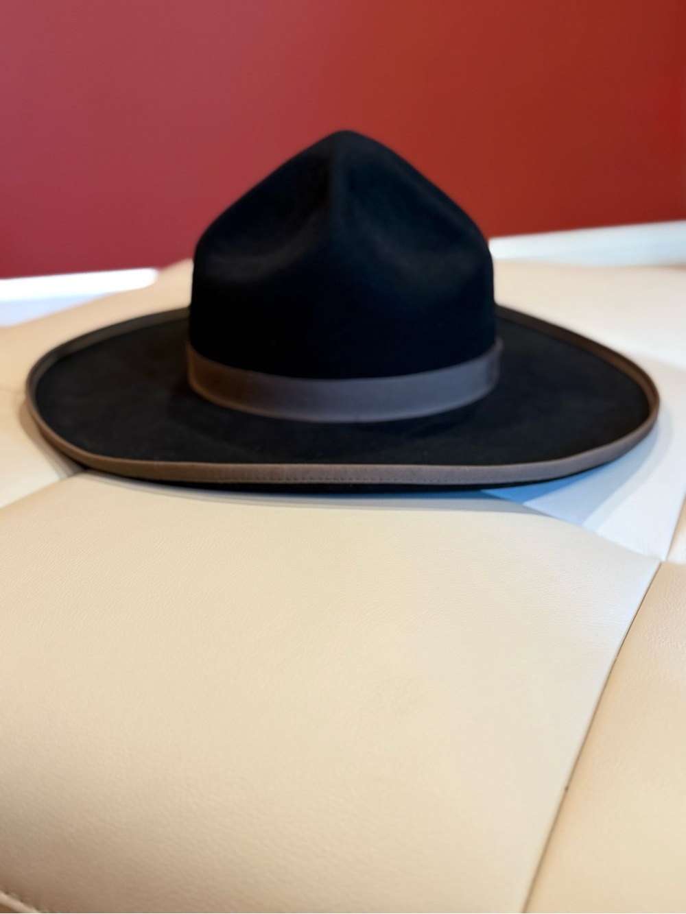 Rand’s custom made 20X Beaver felt men’s black wide-brim hat-taupe trim sz 7 1/2 - Picture 11 of 15